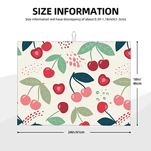 Large Dish Drying Mats For Kitchen Counter Microfiber Kitchen Drying Mat XL Draining Pad Absorbent Quick Drying Dish Mat 18x24 Inch - Cherry - color: Cherry