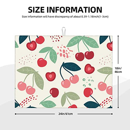 Large Dish Drying Mats For Kitchen Counter Microfiber Kitchen Drying Mat XL Draining Pad Absorbent Quick Drying Dish Mat 18x24 Inch - Cherry - color: Cherry