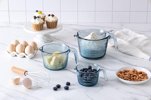 COOK WITH COLOR Glass Measuring Cups - Ideal for Cooking and Baking, Blue - color: Blue