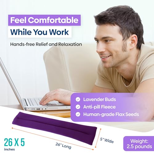 SunnyBay Microwave Heating Pad, Microwavable Heated Neck and Shoulder Wrap with Lavender, Soothing Pillow Hot & Cold Bean Bag, Aroma Warmer for Pain Relief, 26x5 Inches, 2.5 lbs, Purple - color: Lavender - Purple