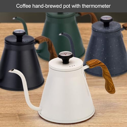 1.2L Stainless Steel Drip Coffee Kettles with Integrated Thermometers and Ergonomic Handle for Brewing Modern Design Kettles - color: Yellow