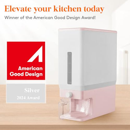 Lifewit Rice Dispenser 25 Lbs(11.3kg), Rice Storage Container Sealed Moisture Proof with Measuring Cup for Kitchen Pantry Household, BPA-Free, 1 Pack Pink - color: Pink