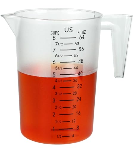 8 Cup/2-Quart Large Measuring Cups, Clear, Strong Food Grade Liquid Measure Pitcher, for Home Hobbies/Professional Kitchen - size: 8 Cup