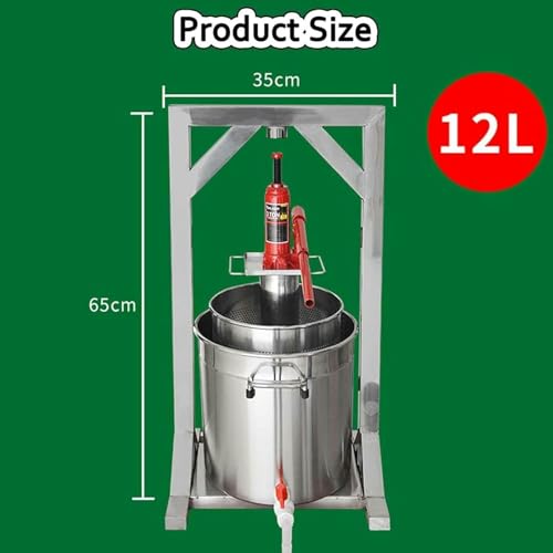 Fruit Press, 12/22/36l Fruit Wine Press, Manual Household Press, Stainless Steel Cider Press with Hydraulics, for Making Cider, Wine and Cider~/ - size: 12L