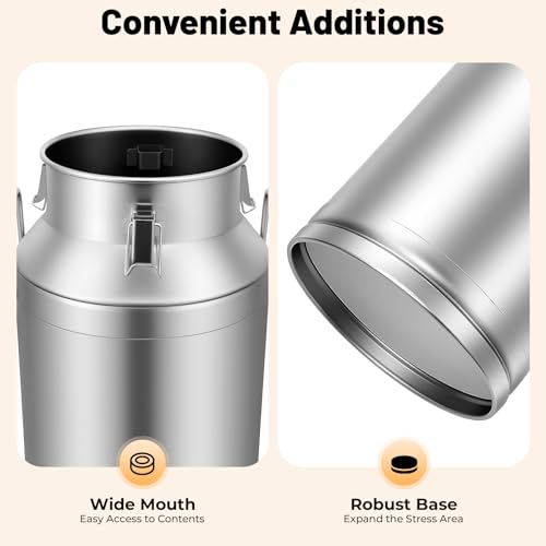 20-60L Stainless Steel Milk Can Wine Milk Bucket Wine Pail Bucket Milk Can Tote Jug with Sealed Lid Heavy Duty, with Independent Embedded Silicone Sealed Lid (40L) - size: 40L