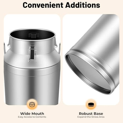 20-60L Stainless Steel Milk Can Wine Milk Bucket Wine Pail Bucket Milk Can Tote Jug with Sealed Lid Heavy Duty, with Independent Embedded Silicone Sealed Lid (40L) - size: 40L