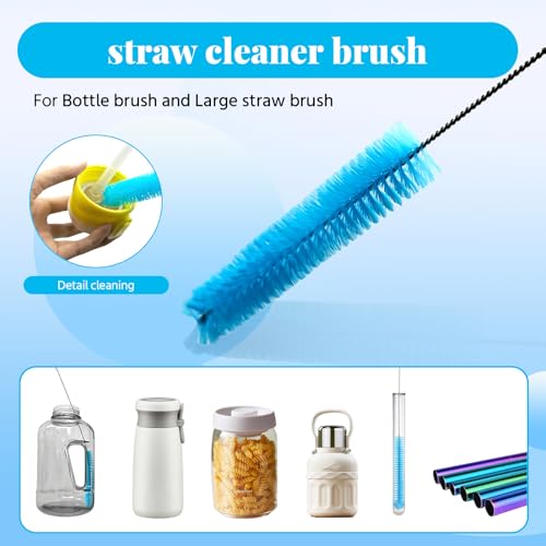 4-in-1 Bottle Brush, Long Handle Water Bottle Brush & Straw Cleaner Brush, Lid Brushe, for Cleaning Water Bottle, Flask, Wine Decanters, Coffee Mugs,Baby Bottles - color: 4pcs/Blue