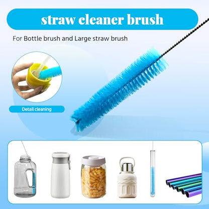 4-in-1 Bottle Brush, Long Handle Water Bottle Brush & Straw Cleaner Brush, Lid Brushe, for Cleaning Water Bottle, Flask, Wine Decanters, Coffee Mugs,Baby Bottles - color: 4pcs/Blue