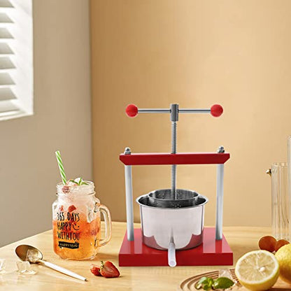 Cheese Tincture Herb Fruit Wine Manual Press,0.8 Gallon Manual Juice Maker,Stainless Steel Barrels Press Machine,Apple Grape Berry Vegetables Crusher Olive Oil Cider Wine Making Press,Honey Presser - size: 0.8