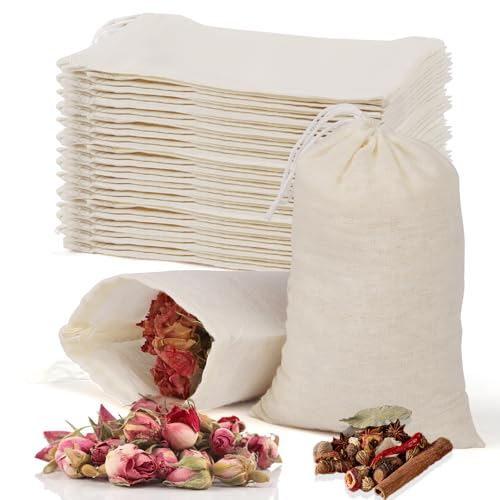 60 Pcs Empty Spice Bags for Cooking Soup, 3x4 In Natural Muslin Drawstring Bag, Reusable Tea Bags for Loose Tea, Small Cheese Cloth Cotton Bag for Straining, Unbleached Cheesecloth Herb Sachet Bag - size: 3x4 IN - 60 PCS