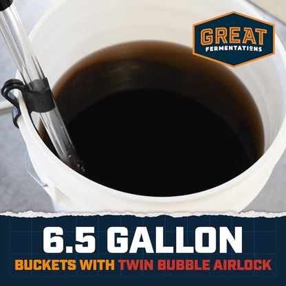 2 Pack 6.5 Gallon Fermenting Buckets with Lids and Handles - BPA-Free Food Grade Fermentation Bucket with Airlocks - Reusable Brewing Containers for Home Brewing Enthusiasts - size: 2-Pack Bucket Kit (2 Lids + 2 Airlocks)