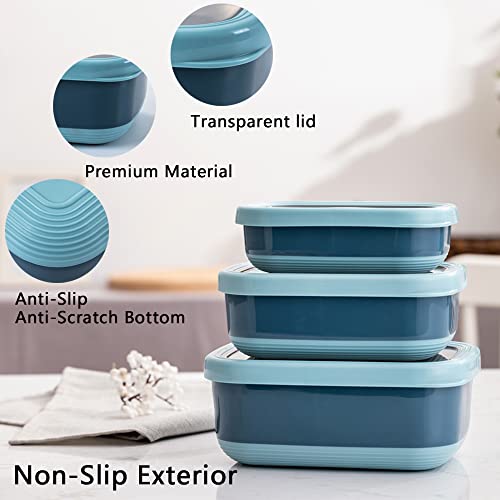 Lille Home Leak Proof Steel Food Containers - Snack Stainless Steel Containers - Ideal for Educational Settings & Daycare - Nesting Trio with Silicone Lids - 47oz+30oz+16oz - Dark Blue - color: Dark Blue