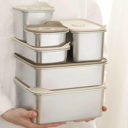 Stainless Steel Food Storage Containers with Airtight Lids Set, Leakproof Meal Prep Containers, Airtight Kimchi Containers Reusable, Stackable/Oven/Dishwsher/Freezer Safe 600ML