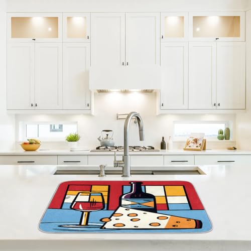Dish Mat Drying Kitchen Mat Wine Cheese Dish Drying Mat Dish Draining Super Absorbent Drying Mat Reversible Washable Reusable Coffee Mat 18x24" - size: 24" x 18"
