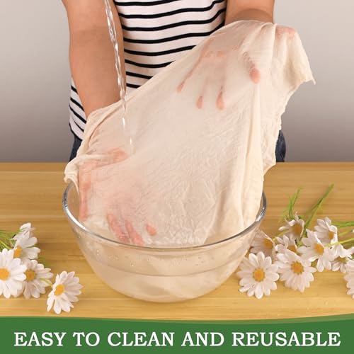 WMKGG 9 PCS Cheese Cloths, Grade 100, 20x20 Inch Cotton Cheesecloth with Hemmed 4 Edges, Reusable Unbleached Fine Mesh Cheesecloth for Straining, Cooking, Juicing, Cheese Making, Baking, Yogurt - size: 9pcs 20"x20"Cheese Cloth