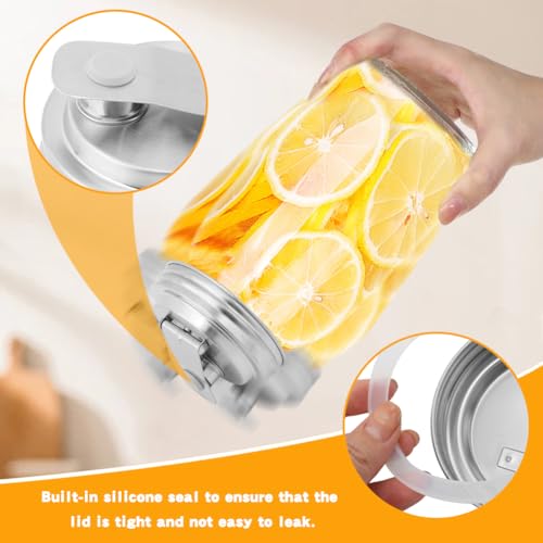 Mason Jar Pour Spout Lid Stainless Steel, 2 Pack Wide Mouth Mason Jars Lids, Anticracking Ball Wide Mouth Lid, Canning Lids for Drinking, Salad Dressing(2 Pcs)