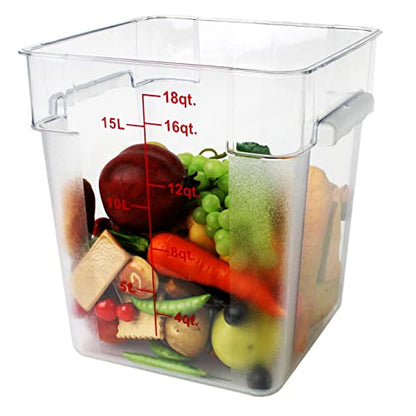 Tiger Chef 18 Quart Commercial Grade Clear Food Storage Square Polycarbonate Containers With Blue Lids - style: 18 Quart