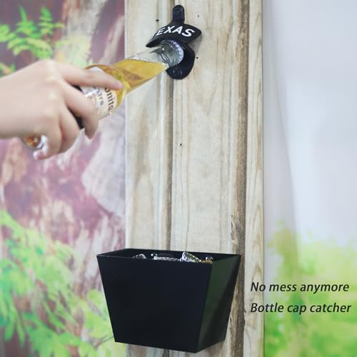 Black Stainless Steel Beer Bottle Cap Catcher Wall Mounted 5" | Powder Coated, Soda Top Bucket Collector, Mounble with Screws for Table Cooler Post - color: Black