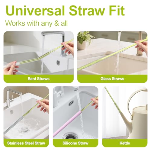 YOTIME Silicone Straw Cleaner Brush, 2 Pcs Reusable Straw Brush(6mm+9mm) for Cleaning Narrow & Wide Straws, Tumblers, Green - color: Green