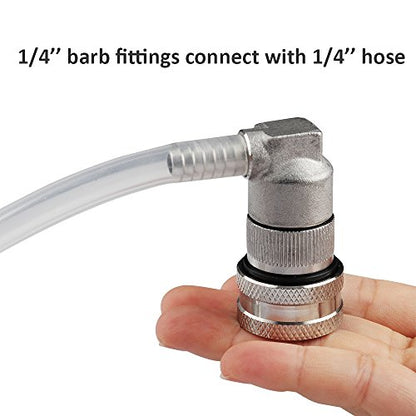 OneBom Ball Lock Disconnect, Gas & Liquid Corny Keg Fittings, MFL 1/4’’ Threaded with 5/16’’ Stainless Steel Barbed & Hose Clamp (1/4'' Hose Barb) - color: 1/4'' Hose Barb
