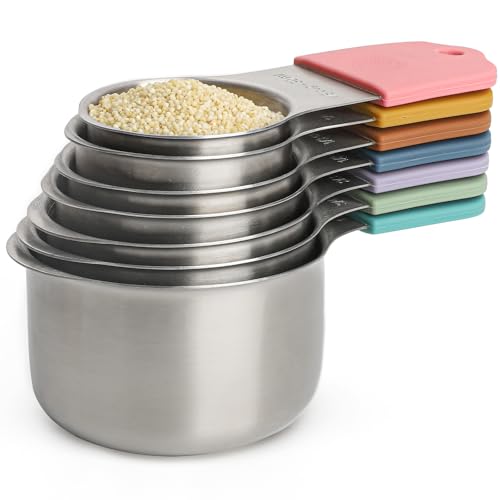 Magnetic Measuring Cups and Spoons Set of 16,Stainless Steel Magnetic Measuring Cups Set 7 and Magnetic Measuring Spoons Set of 8 with Leveler for Dry Liquid Ingredients (7, Colorful) - color: Colorful