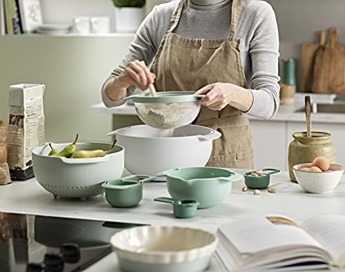 Joseph Joseph Nest 9 Plus, 9 Piece Compact Food Preparation Set with Mixing Bowls, Measuring cups, Sieve and Colander, Editions Range, Sage Green - color: Green, style: Plastic