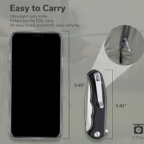 CIVIVI Mini Praxis Folding Pocket Knife, 2.98" D2 Steel Blade G10 Handle Small EDC Knife with Pocket Clip for Men Women, Sharp Camping Survival Hiking Knives C18026C-2 - color: Black
