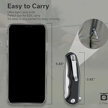 CIVIVI Mini Praxis Folding Pocket Knife, 2.98" D2 Steel Blade G10 Handle Small EDC Knife with Pocket Clip for Men Women, Sharp Camping Survival Hiking Knives C18026C-2 - color: Black