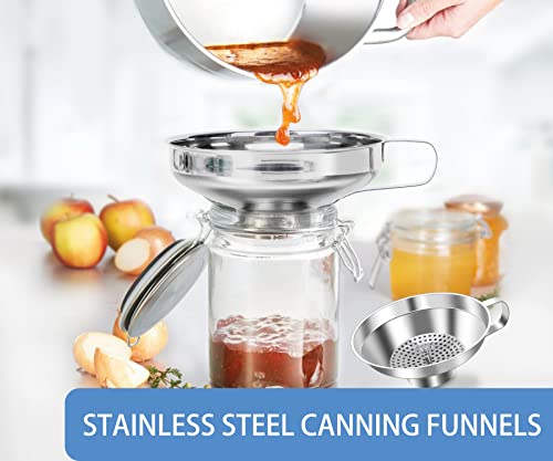 Stainless Steel Canning Funnel Set - Wide Mouth Funnel for Mason Jars, 2 Pack (Small and Large)