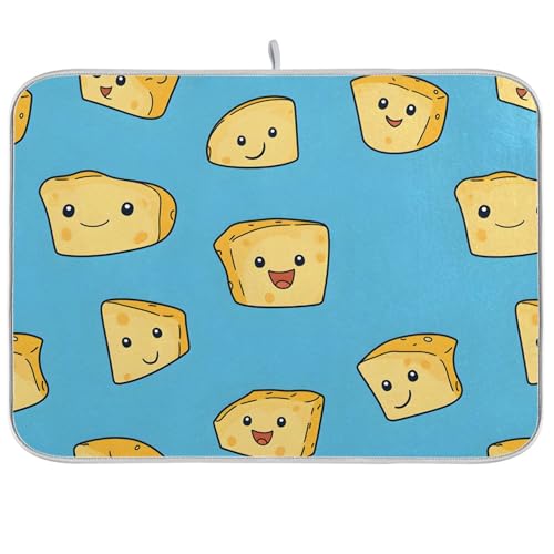 Cheese Dish Drying Mat Decor for Kitchen Counter, Absorbent Drainer Pad Protector Dish Drying Pad for Dishes, Utensils, Pots and Pans - size: 18x24 inch