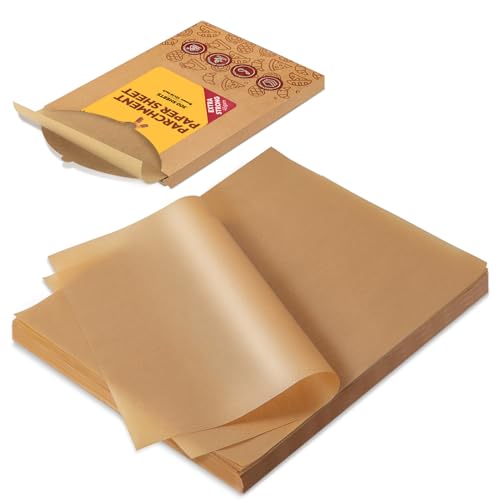 Katbite 300 Sheets 12x16 In Parchment Paper, Heavy Duty Baking Paper, Unbleached Non-stick Sheets for Air Fryer, Grilling, Steaming Cooking Bread Cake and Wrapping Foods - color: 12“x16“-300