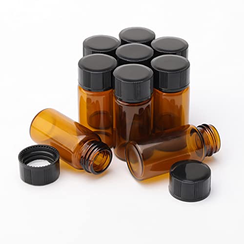 5ml Small Sample Vials, 50Pcs Amber Glass Sample Bottles with Screw Cap, Lab Sample Vials for Laboratory, Liquid, Water, Seeds, Essential Oil - size: 5ml-50pcs