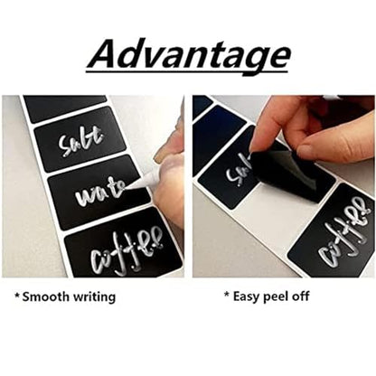 Wavy Shape Chalkboard Labels,Erasable Reusable Blackboard Stickers with 1 Liquid Chalk Pen,150 Pieces,for Jars, Spice, Craft, Home, Kitchen, Parties Decoration, Craft Rooms, Weddings - size: 2.17" x 1.38"
