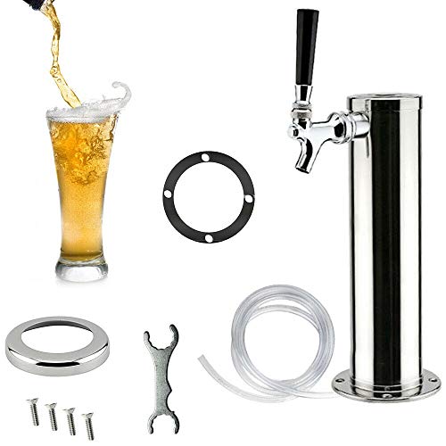 3" Draft Beer Tower Faucet Dispenser 1 Tap, Stainless Steel Beer Tap Chrome GDAE10 Taps Keg Faucets Durable Beer Line Assemble Accessory for Home Brewing Bar