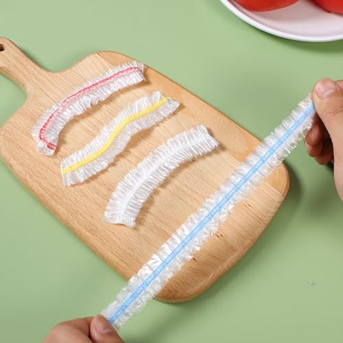 300PCS Reusable Elastic Food Storage Covers, BPA-Free, Airtight Seal for Bowls, Plates, Fruits, Sourdough Baking, Kitchen Use, Plastic Wrap, Easy to Clean, Fresh-Keeping (Multicolor)