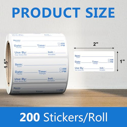 2"x1" Instantly Dissolvable Food Labels Roll 200 Pcs, Fast Dissolve in 30 Sec, Zero Residue, Risepekt Removable Freezer Labels for Food Storage Containers, Perfect for Jar Bottles Glass Metal Plastic - color: Dissolvable Food Labels