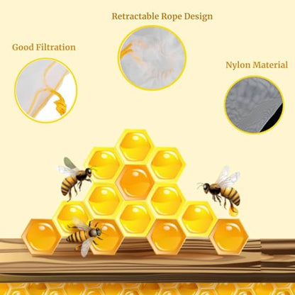 10PCS Honey Strainer Filter Reusable Bee Honey Net Bag Nylon Mesh Strainer Washable Beekeeping Supplies with Adjustable Drawstring for Wax Beer Nut Milk