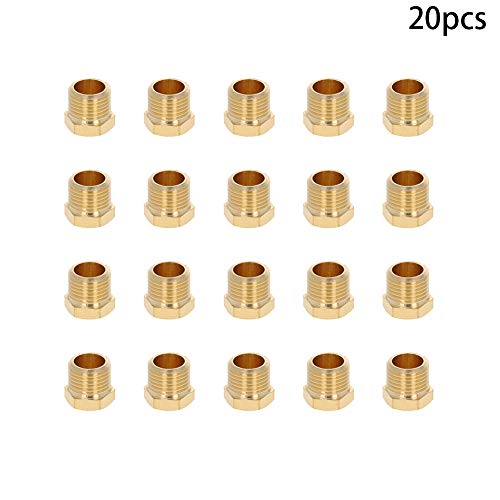 Othmro 20pcs Brass Hex Socket Pipe Fitting, 2/5" Male Thread Hose Adapter Connector Fit for 0.37" Tubes Pipe Plug Fitting Assortment Set for Garden Pipe Pneumatic Solenoid Valve Gold - size: 20pcs 2/5"