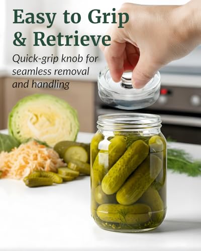 Elementi Mason Jar Fermentation Kit - Set of 2 Silicone Fermenting Lids & Wide Mouth Fermentation Weights - Sauerkraut, Kimchi & Pickling Kit - Airlocks for Fermenting Jar - color: Grey, Sage Green
