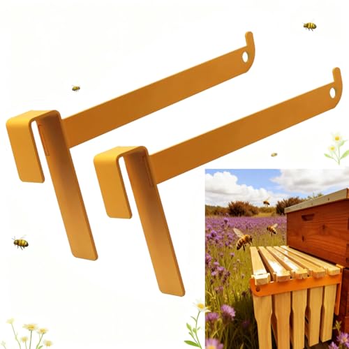 Bee Hive Stand, 2 Pcs Bee Frame Holder, Yellow Stainless Steel Beehive Frame Perch, Beehive Inspection Bracket, Beekeeping Supplies for Honey Harvesting & Inspection, Bee Hives Boxes Starter Kit - color: YellowA-2pcs