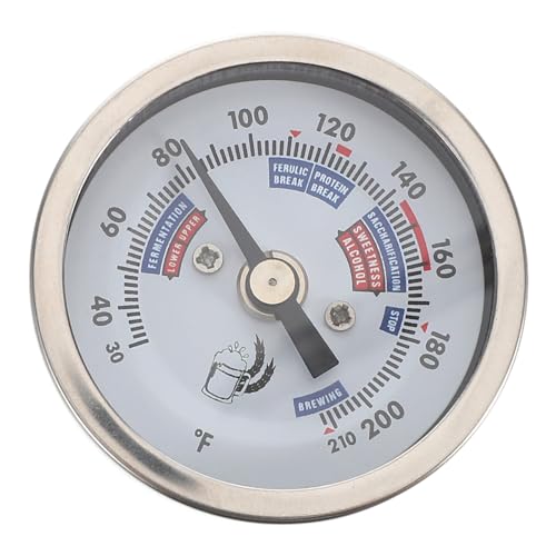 304 Stainless Steel Threaded Dial Thermometer for Wine Brewing, 2-inch Bimetallic Brewing Pot Temperature Gauge, Corrosion-Resistant Craft Wine Kettle Thermometer