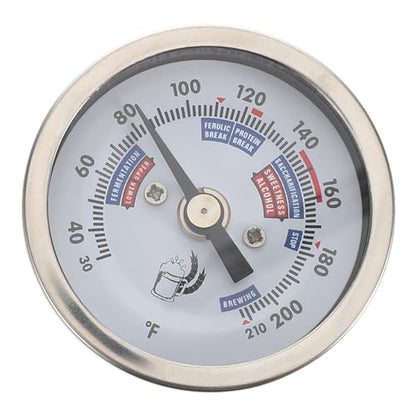 304 Stainless Steel Threaded Dial Thermometer for Wine Brewing, 2-inch Bimetallic Brewing Pot Temperature Gauge, Corrosion-Resistant Craft Wine Kettle Thermometer