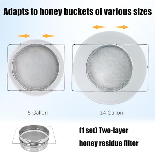 Commercial-Grade Filter Stainless Steel Construction Rust-Resistant 9.4" Strainer with Telescoping Arms for Wax Purification Double Sieve Honeys Strainer