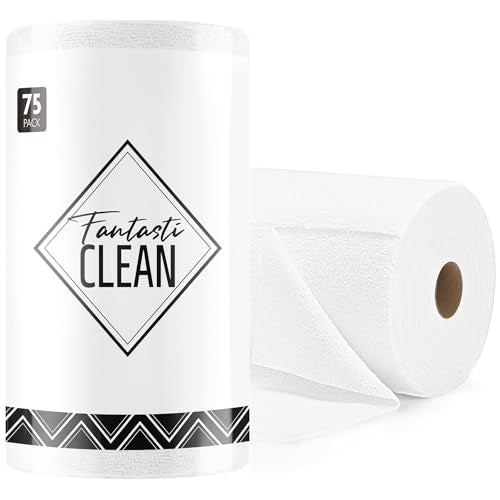 Fantasticlean Microfiber Cleaning Cloth Roll -75 Pack, Tear Away Microfiber Towels, 12" x 12", Reusable, Washable, Scratch Free, Ultra Absorbent Dishcloth for All-Around Cleaning Supplies (White) - color: White, size: 75 pack