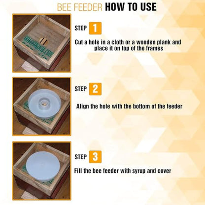 Aukbeefun 2 Pcs Rapid Round Bee Feeder White Bee Hive Top Feeder Professional Beekeeping Equipment
