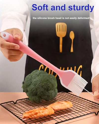 Pastry Brush Silicone Basting Brush for Cooking,2PCS 10+8 in Heat Resistant Food Brushes for Baking, Grilling, Cooking and Spreading Oil, Butter, BBQ Sauce, or Marinade (Red) - color: Red