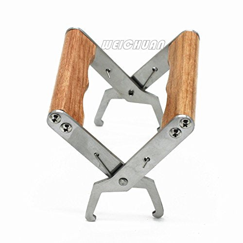 WEICHUAN Stainless Steel Beekeeping Frame Grip | Bee Hive Frame Gripper, Holder and Lifter Tool with Wooden Handle for Beekeeeper