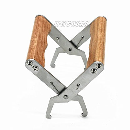 WEICHUAN Stainless Steel Beekeeping Frame Grip | Bee Hive Frame Gripper, Holder and Lifter Tool with Wooden Handle for Beekeeeper