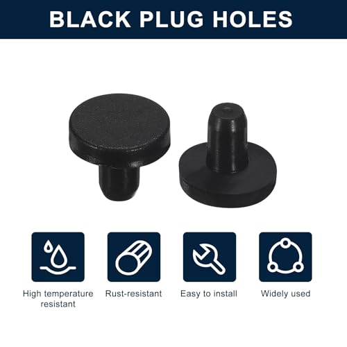uxcell 32 Pieces Black Rubber Stopper, 5mm Plug Holes for 4.5-4.8mm/0.18-0.19" Hole - size: 4.5-4.8 mm