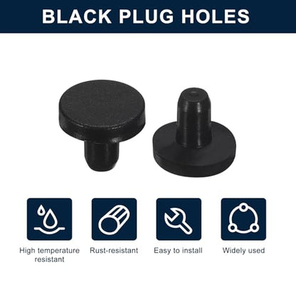 uxcell 32 Pieces Black Rubber Stopper, 5mm Plug Holes for 4.5-4.8mm/0.18-0.19" Hole - size: 4.5-4.8 mm